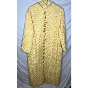 Sears at Home Wear Quilted Robe Long Lined Button Up Size Large Union Made 1970s